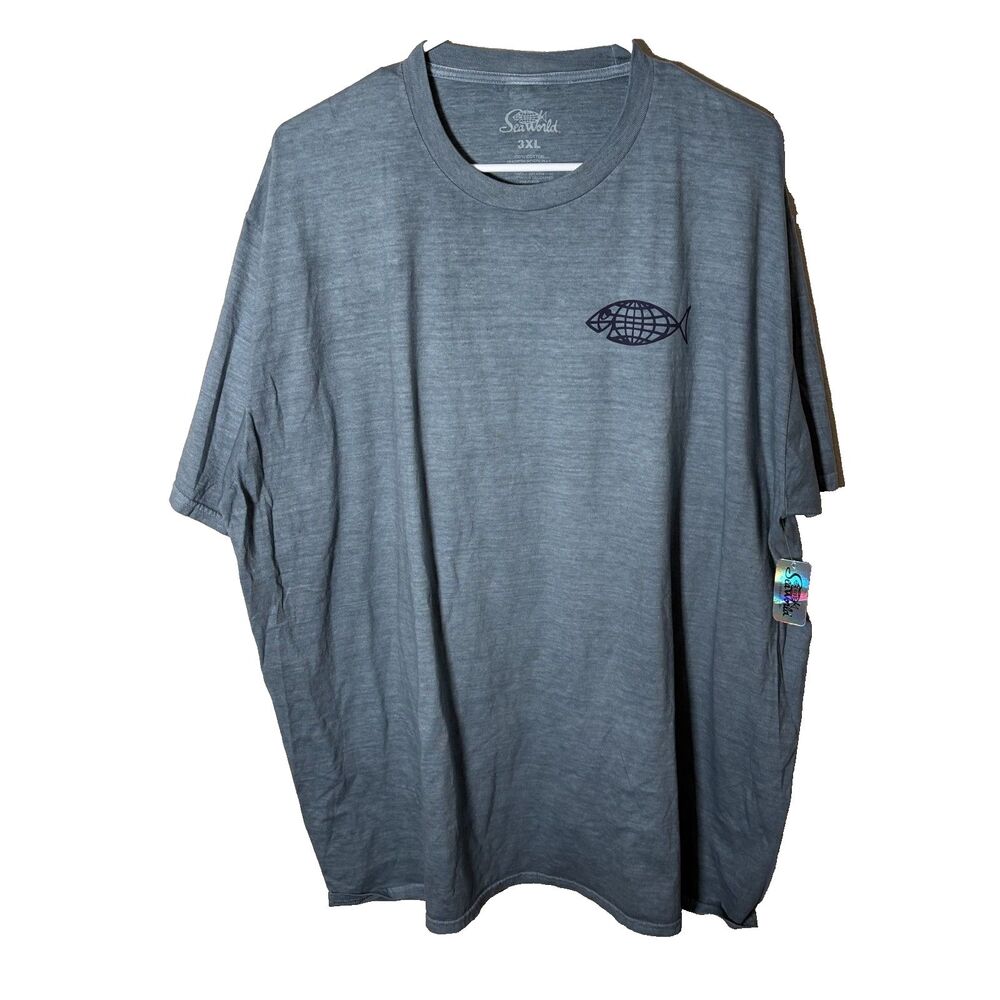 Sea World T-Shirt Adult 3XL Short Sleeve Crew Neck Logo Blue Casual NWT